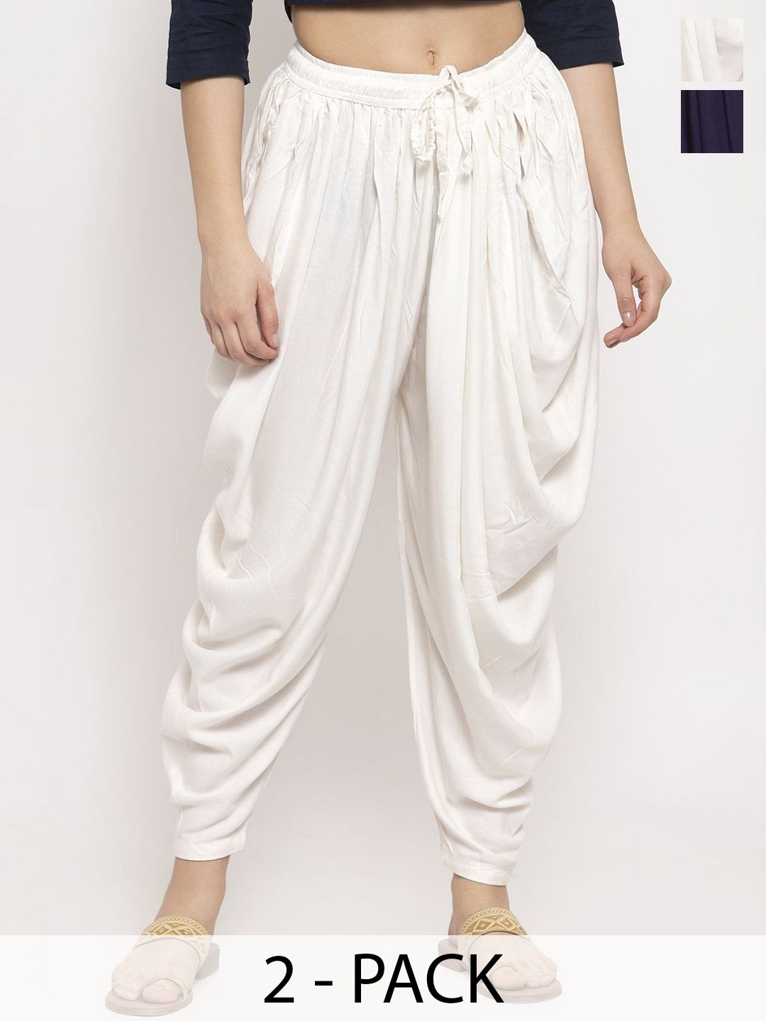 Clora Creation Women Pack of 2 Solid Dhoti Pants-picture-40