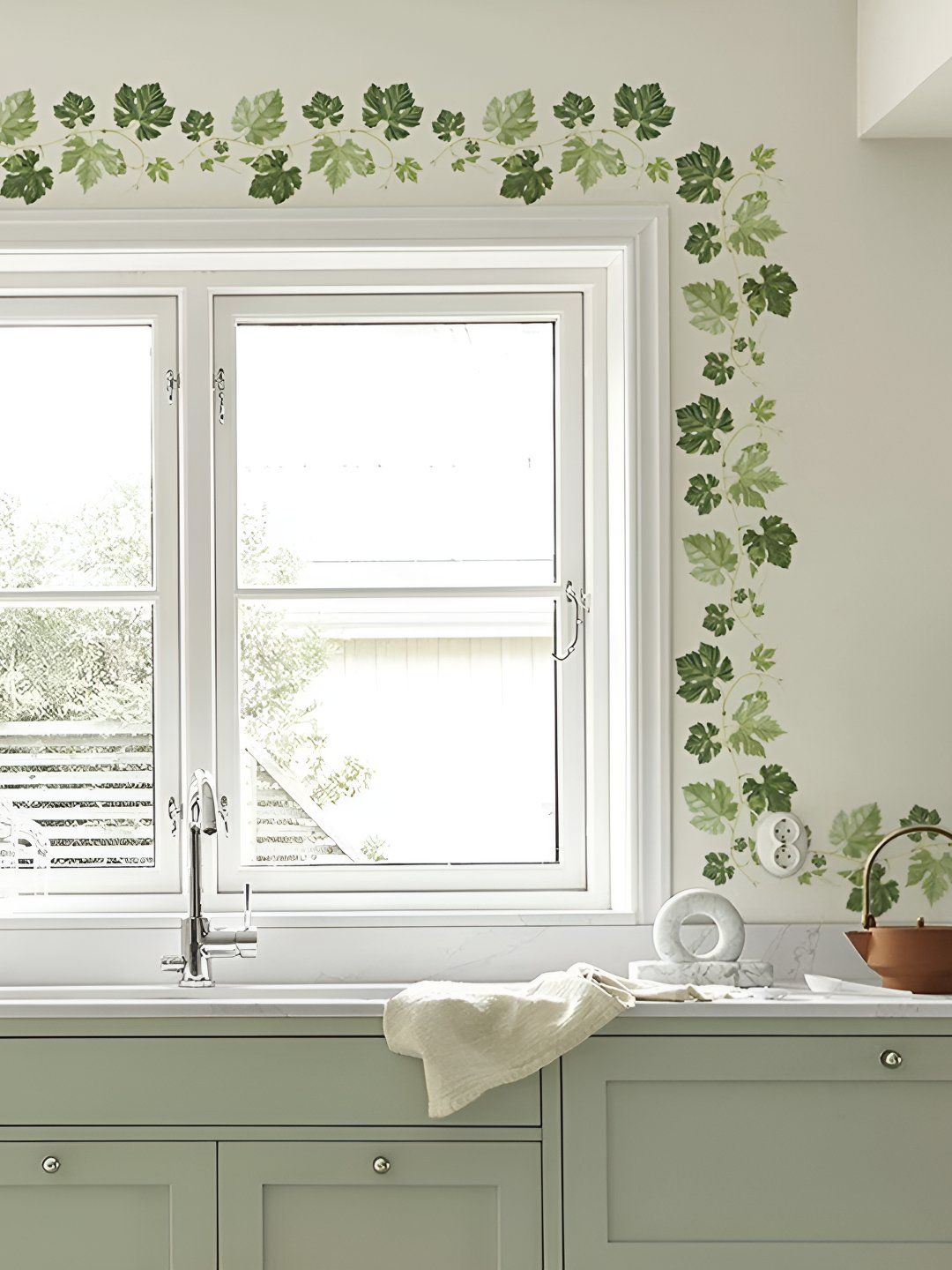 INDIAN ROYALS Green Leaves Printed Self-Adhesive & Durable Wall Sticker-image-9