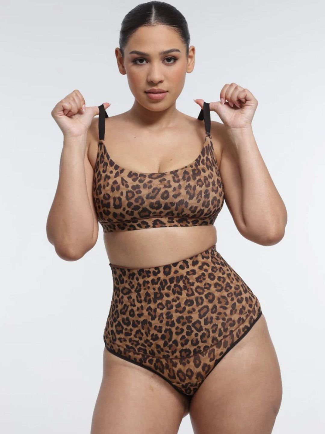 SHOP THE EDIT Printed High Waist Seamless Tummy Control Thong Shapewear-picture-18