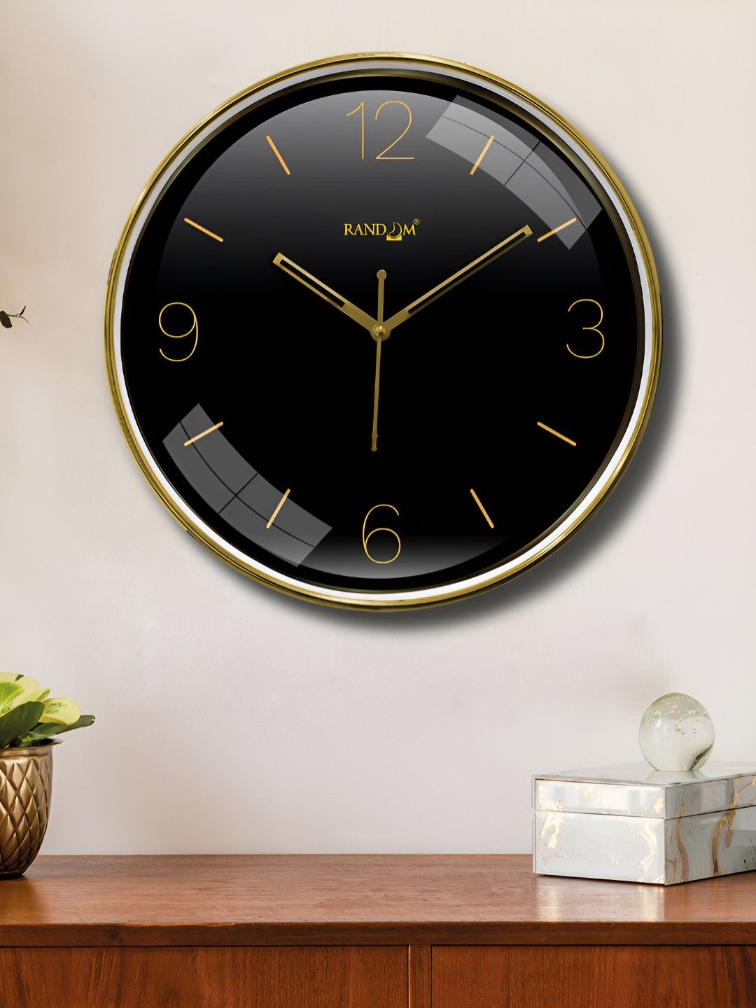 RANDOM Black & Gold-Toned Printed Traditional Wall Clock-picture-32