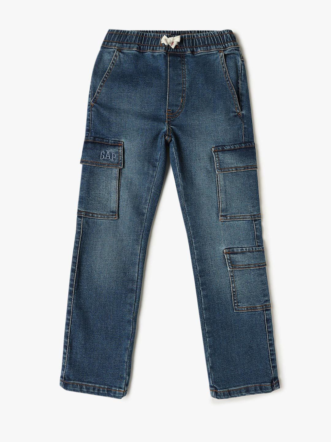 GAP Kids Boys Mid-Rise Straight Fit Cargo Style Stretchable Jeans