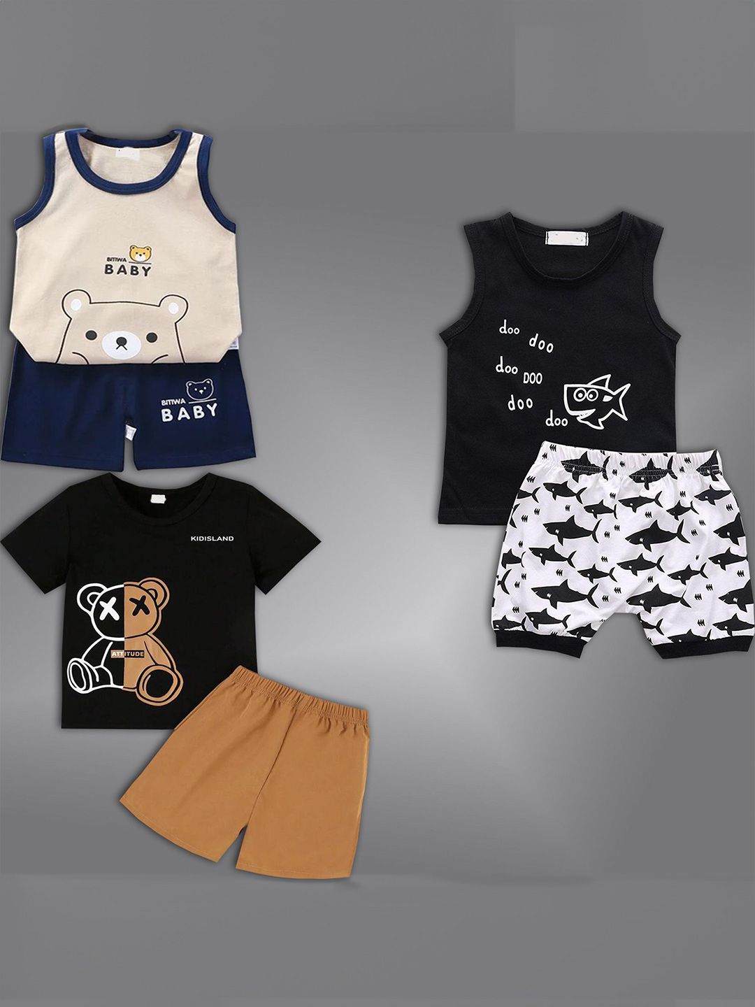 BAESD Kids Pack Of 3 Printed Short Sleeves T-shirt With Shorts-picture-57