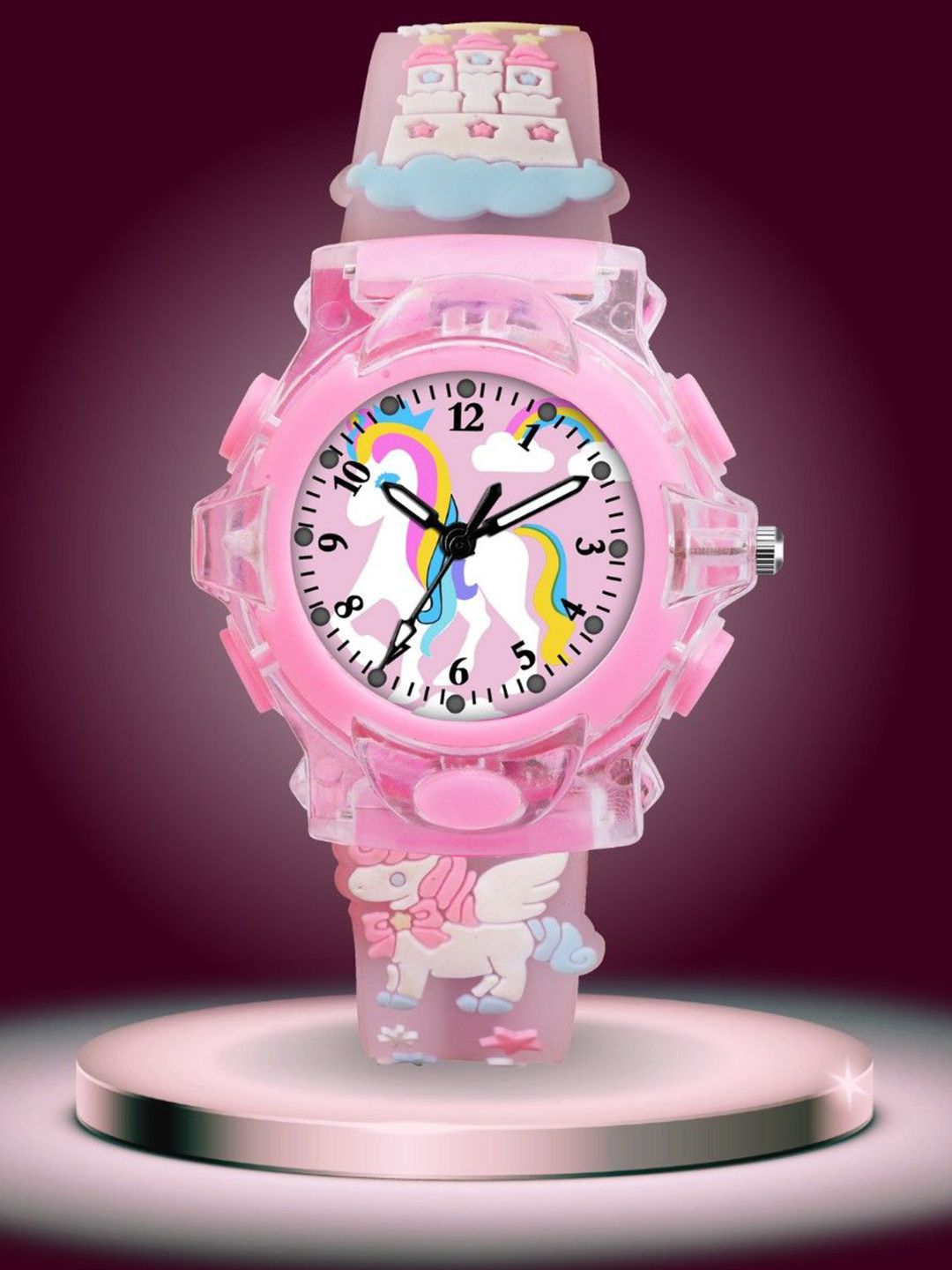 ON TIME OCTUS Girls Printed Dial & Bracelet Style Straps Analogue Watch KD-136 PINK UNICORN-picture-27