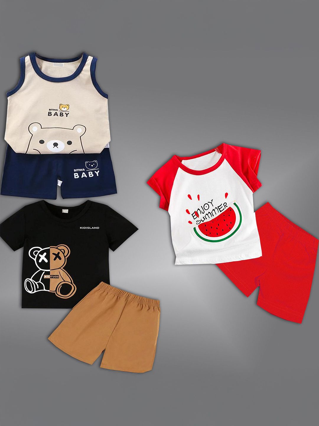 BAESD Kids Pack Of 3 Printed Short Sleeves T-shirt With Shorts-picture-43