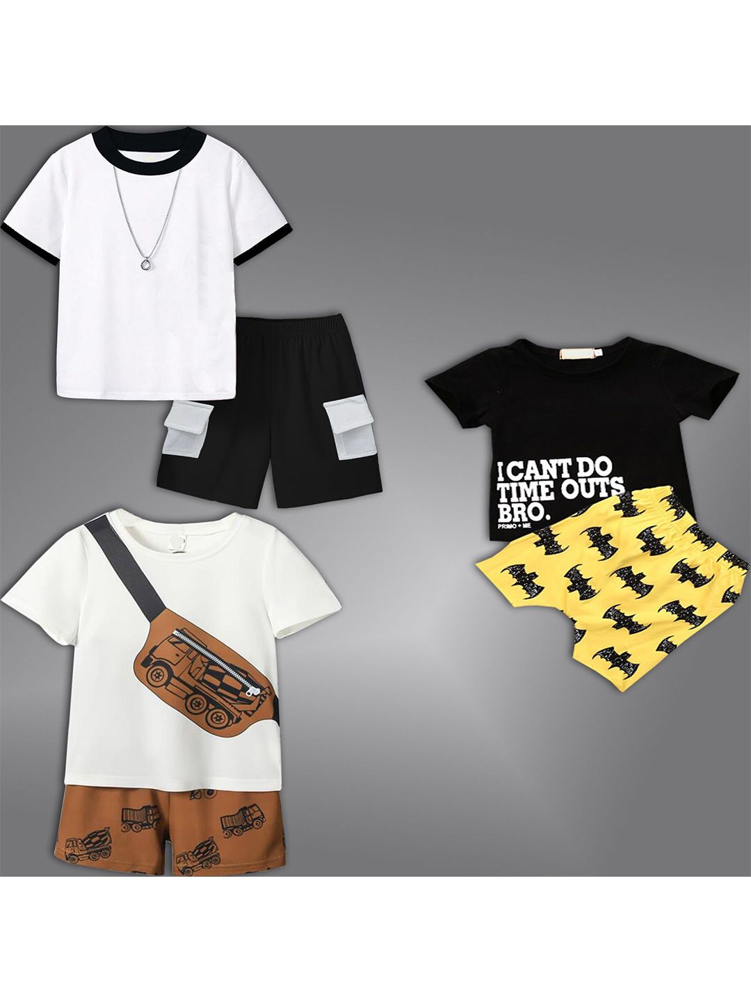 BAESD Kids Pack Of 3 Printed Short Sleeves T-shirt With Shorts-picture-44