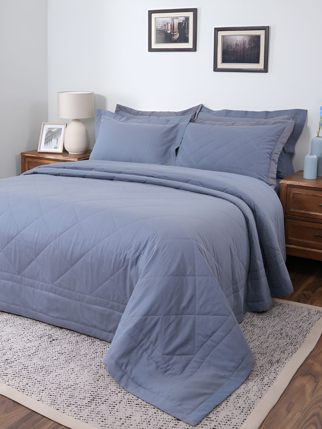 MASPAR Summer AC Room Cotton Double Bed Solid Quilt- Quilted Bed Cover-265x228cm-image-33