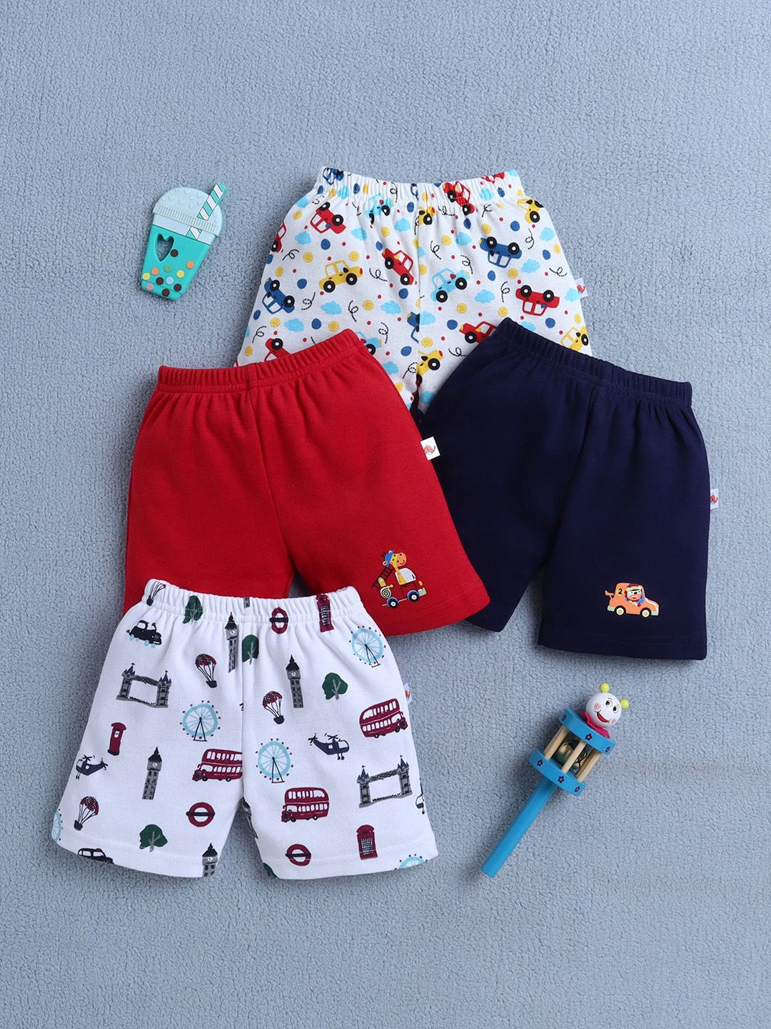 BUMZEE Boys Pack Of 4 Conversational Printed Regular Shorts-picture-34