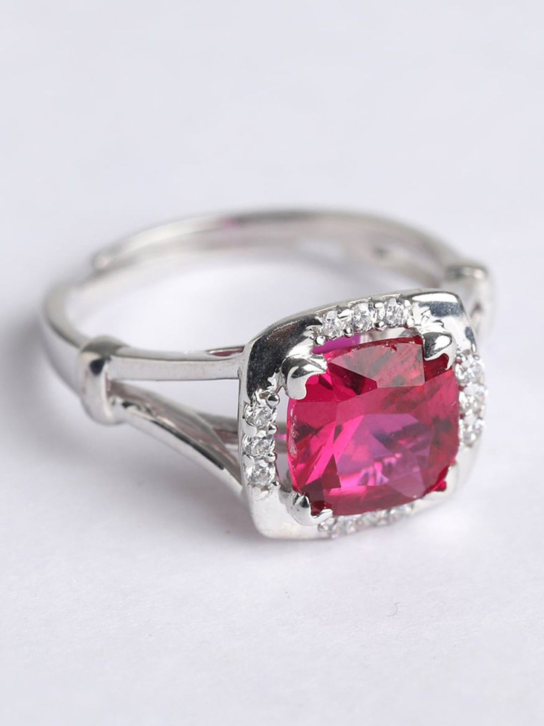 BELWICK Silver-Plated American Diamond Studded Finger Ring-picture-13