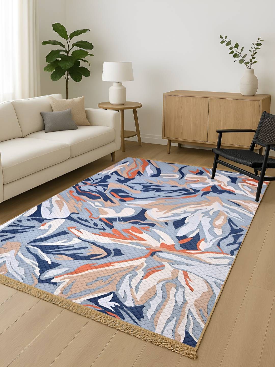 Myntra Elegant Homes Blue Abstract No Shredding Polyester Carpet-picture-37