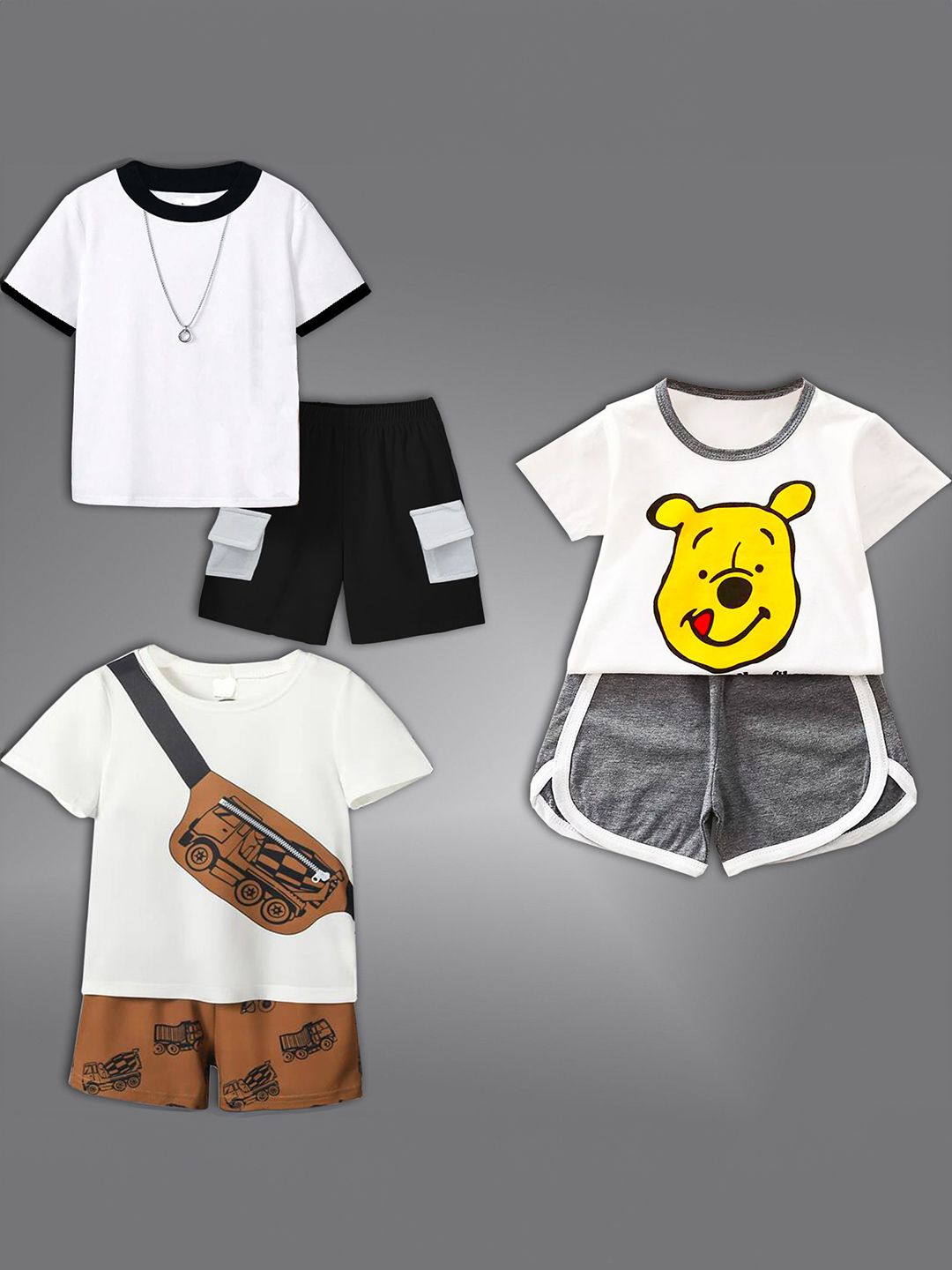 BAESD Kids Pack Of 3 Printed Short Sleeves T-shirt With Shorts-picture-34