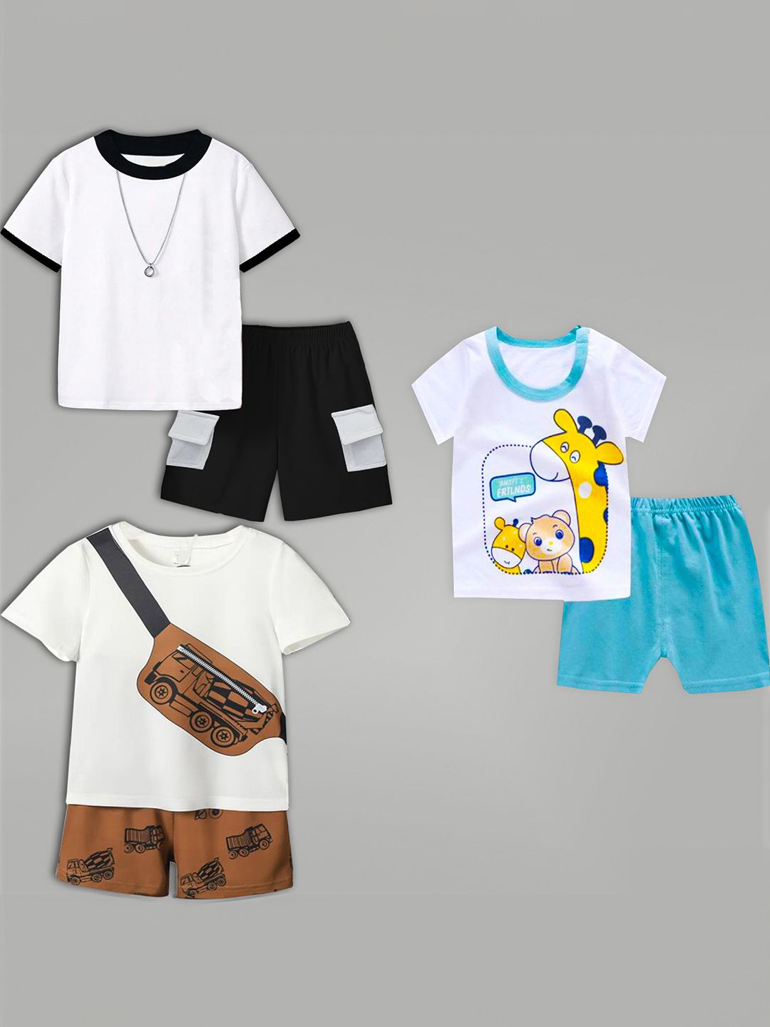 BAESD Kids Pack Of 3 Printed Short Sleeves T-shirt With Shorts-picture-56