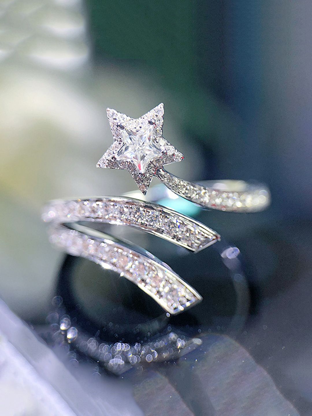 Designs & You Silver-Plated Cubic Zirconia-Studded Finger Ring-picture-38