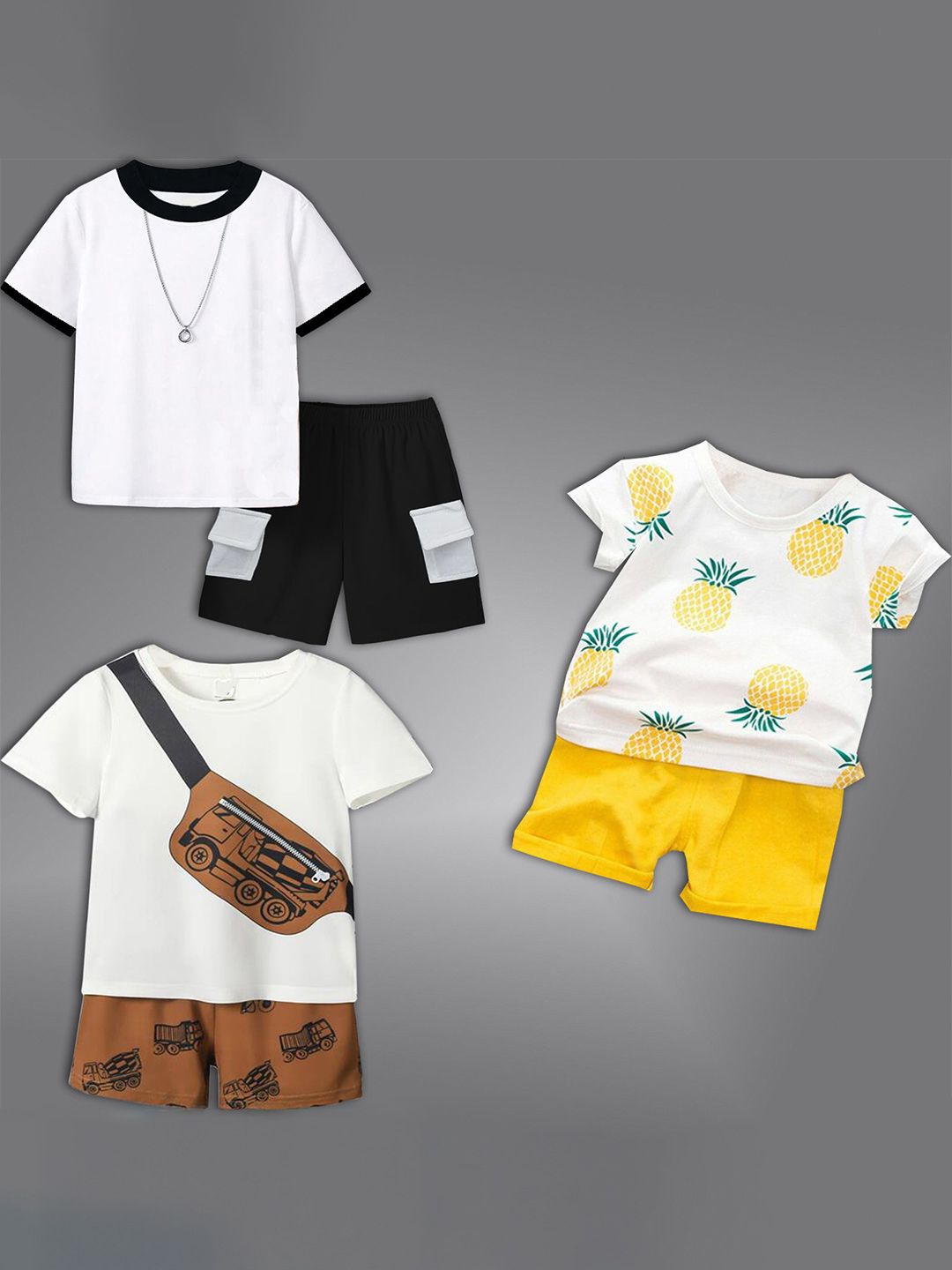 BAESD Kids Pack Of 3 Printed Short Sleeves T-shirt With Shorts-picture-14