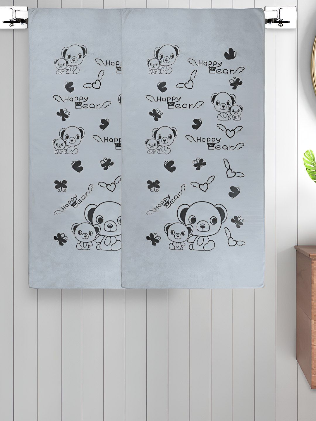 Myntra Elegant Homes Grey 2 Printed Cotton 300 GSM Bath Towel-picture-20
