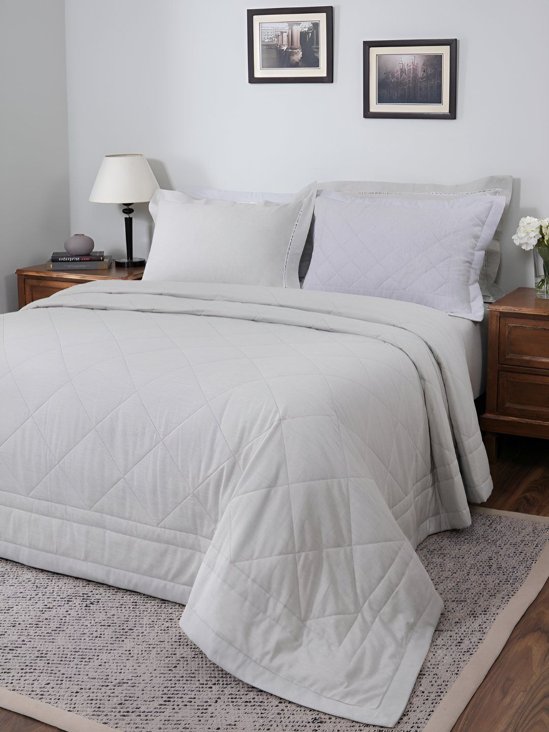MASPAR Summer AC Room Cotton Double Bed Solid Quilt- Quilted Bed Cover-265x228cm-image-48