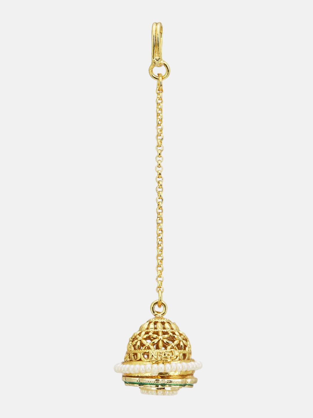 ATIBELLE Set of 2 Gold-Plated Stone Studded and Rajasthani Borla Beaded Maang Tikkas