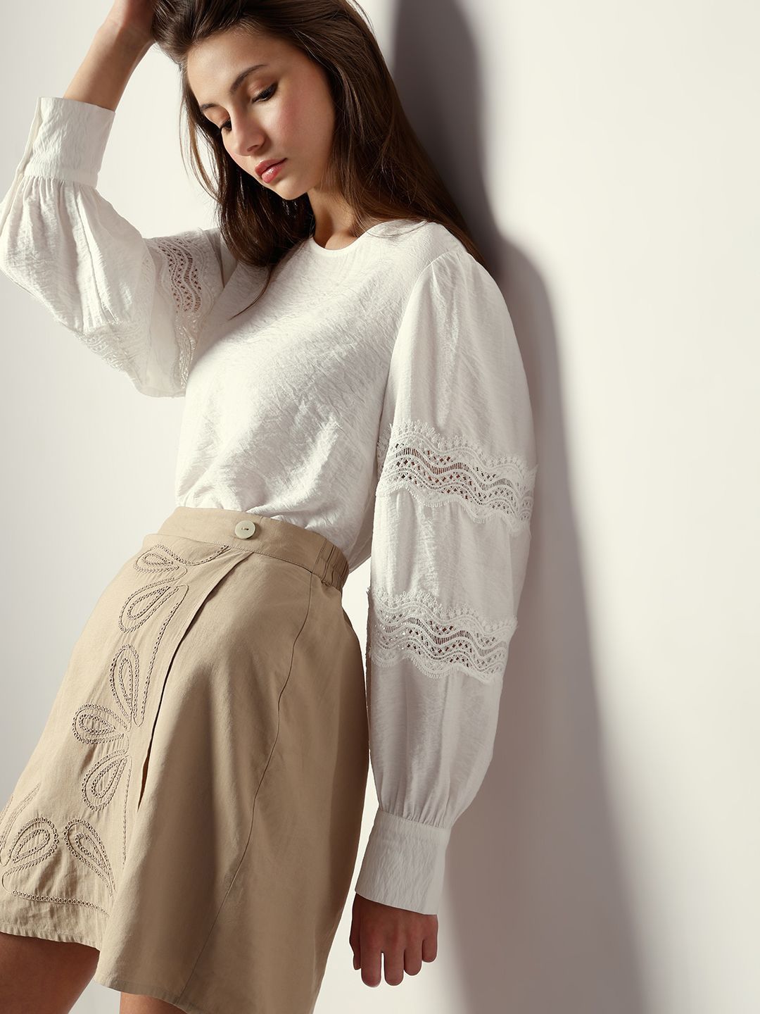 Vero Moda Women Solid Lace Inserts Regular Top-image-45