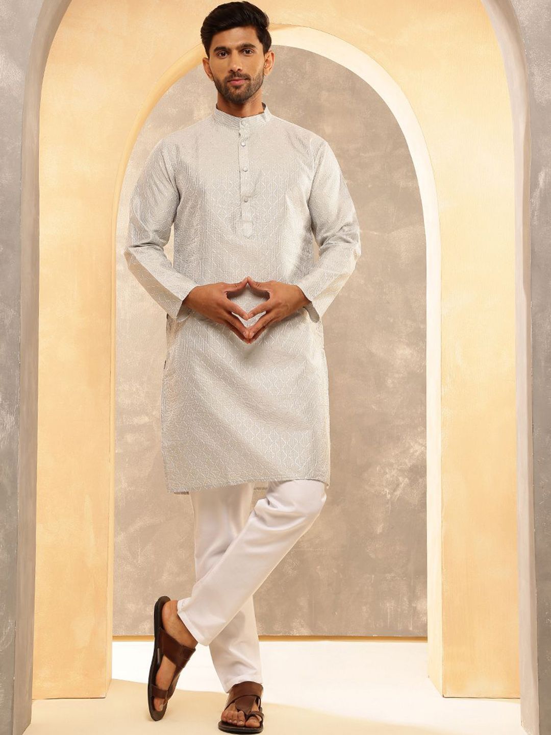 Anouk Men Embroidered Regular Thread Work Kurta with Pyjamas-picture-19