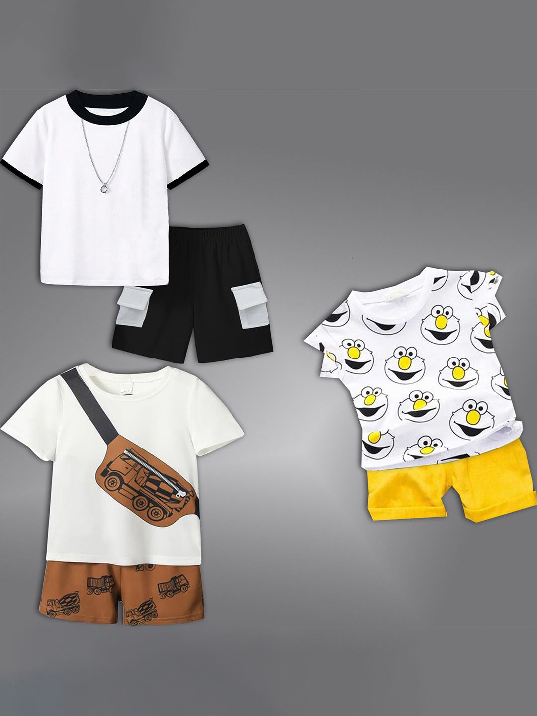 BAESD Kids Pack Of 3 Printed Short Sleeves T-shirt With Shorts-picture-13