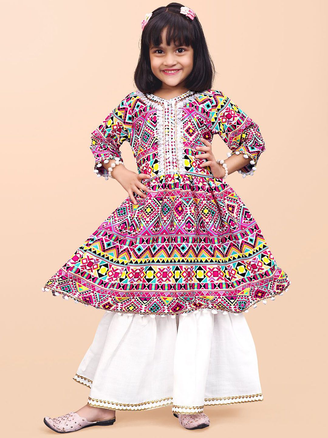 satyamfab Girls Printed Regular Gotta Patti Kurta with Palazzos-picture-54