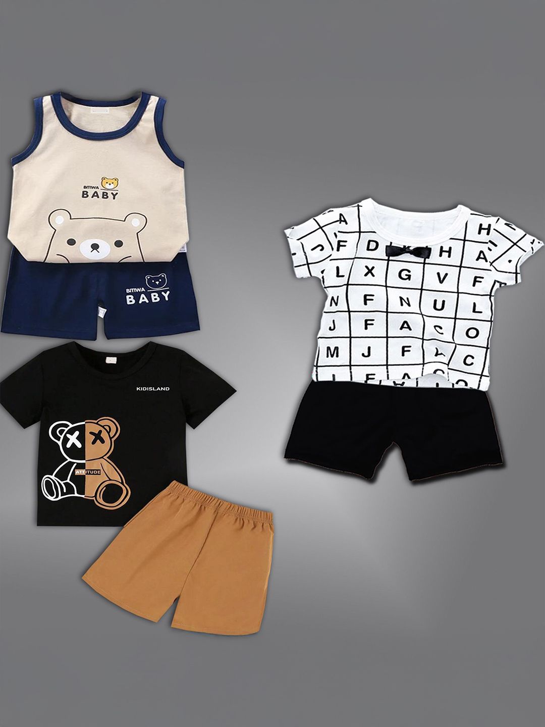 BAESD Kids Pack Of 3 Printed Short Sleeves T-shirt With Shorts-picture-39