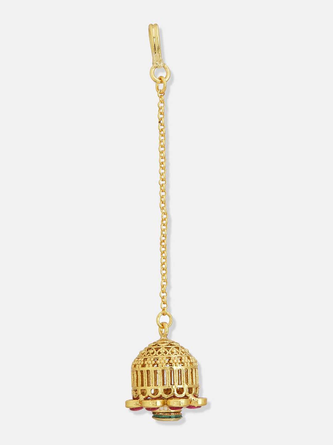 ATIBELLE Set of 2 Gold-Plated Stone Studded and Rajasthani Borla Beaded Maang Tikkas