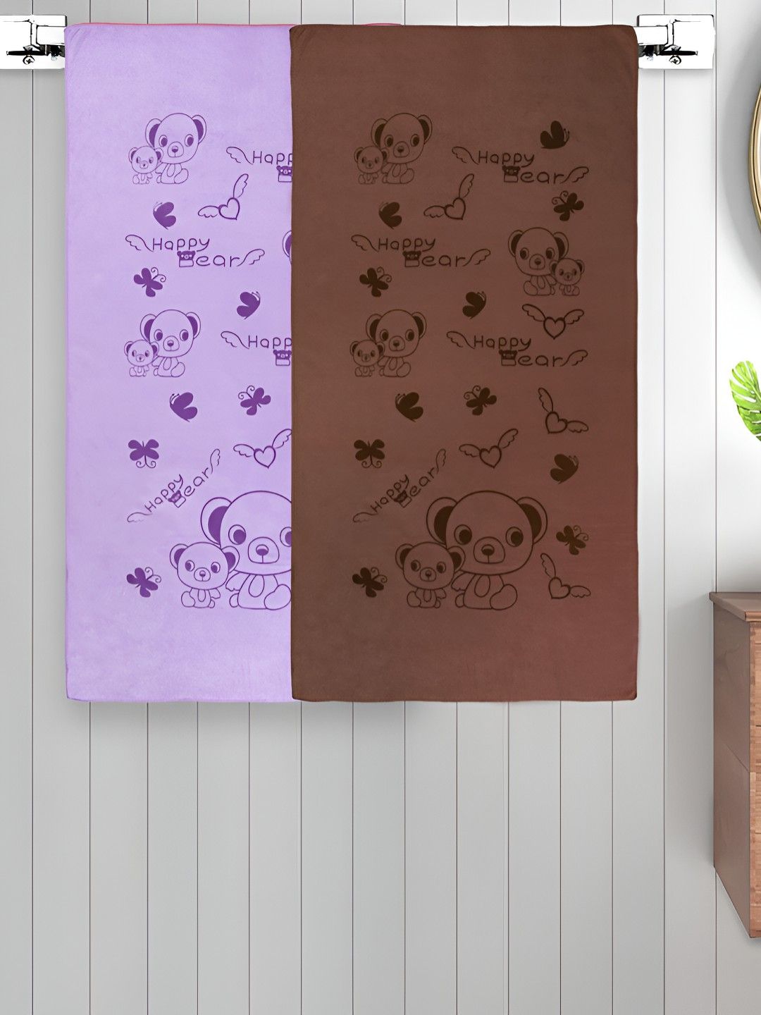 Myntra Elegant Homes Purple & Brown 2 Printed Cotton 300 GSM Bath Towel-picture-37