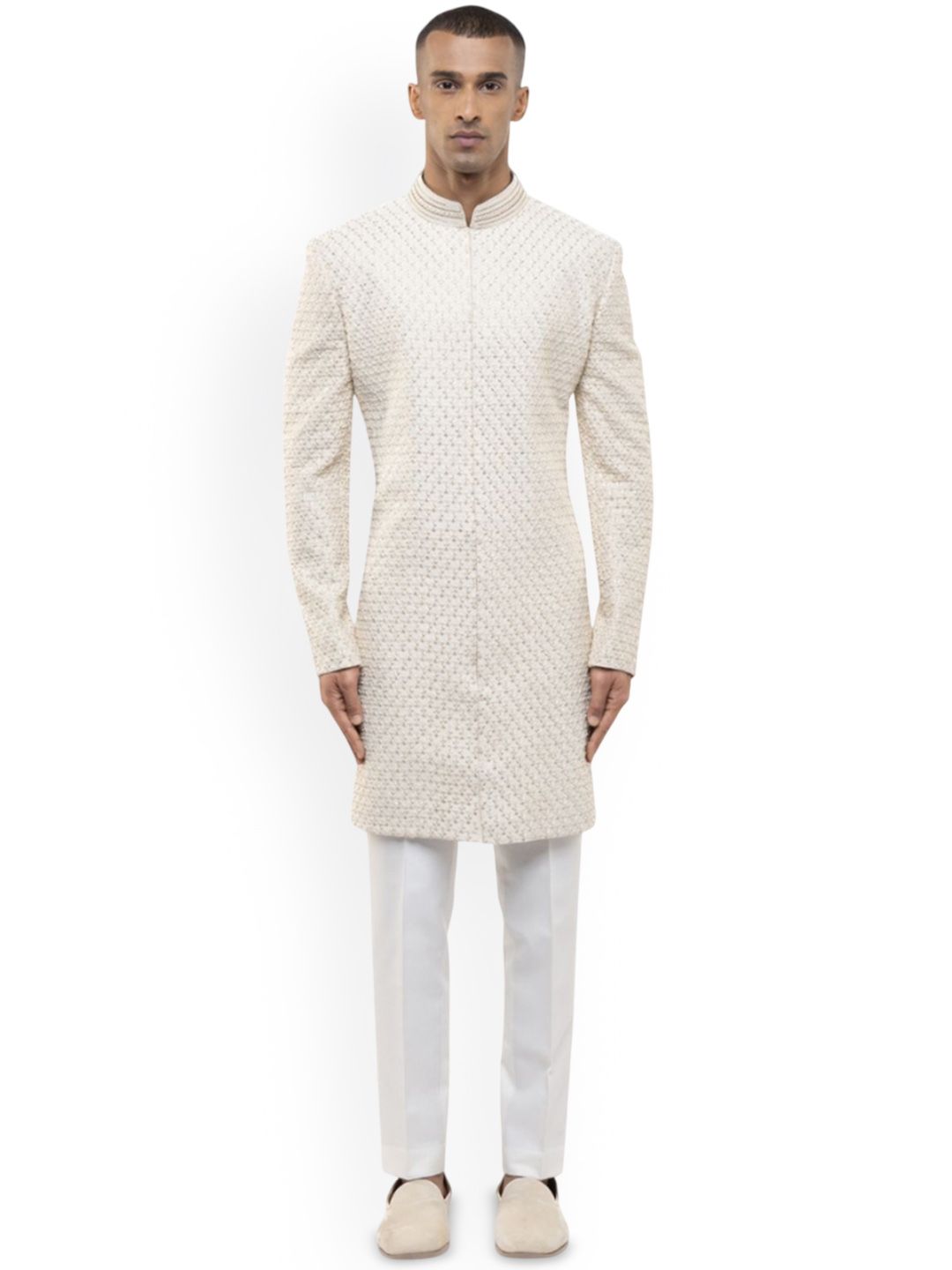 SDS By Kushal Shah Beaded Embroidered Sherwani Set-image-3