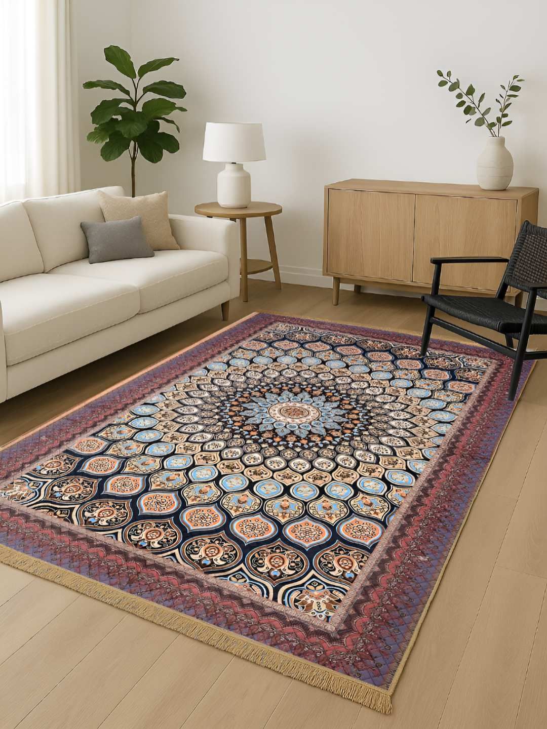Myntra Elegant Homes Grey Floral No Shredding Polyester Carpet-picture-19