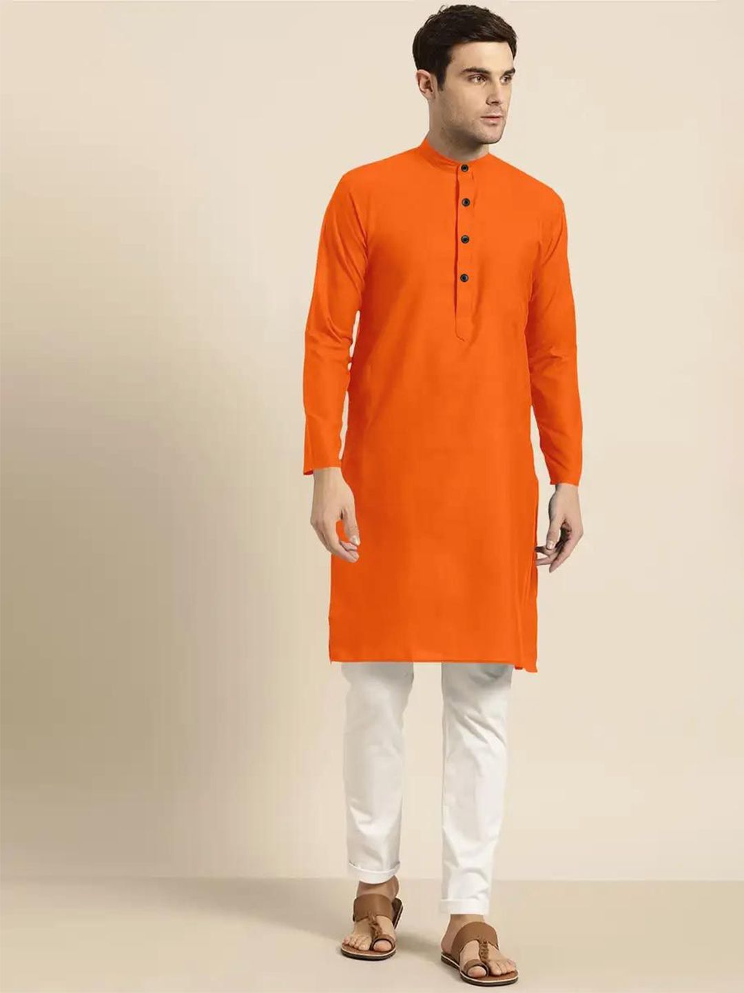 TIGER SNAKE Men Band Collar Cotton Straight Kurta-picture-30