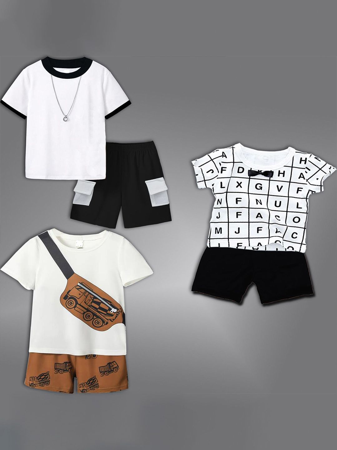 BAESD Kids Pack Of 3 Printed Short Sleeves T-shirt With Shorts-picture-22