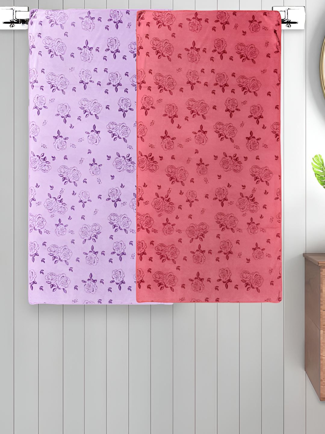 Myntra Elegant Homes Purple & Pink 2 Printed Cotton 300 GSM Bath Towel-picture-29