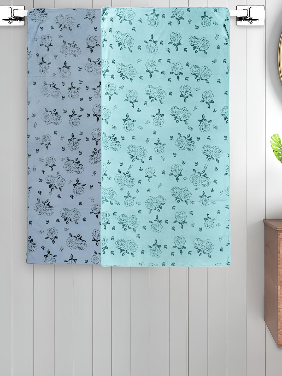 Myntra Elegant Homes Blue & Grey 2 Printed Cotton 300 GSM Bath Towel-picture-21