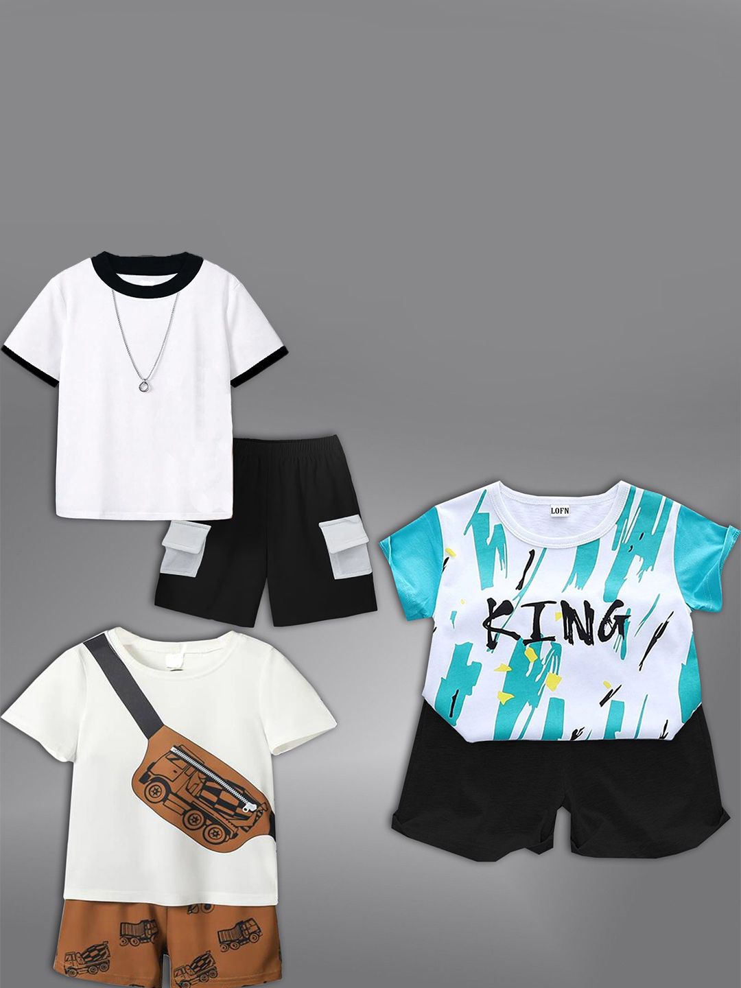 BAESD Kids Pack Of 3 Printed Short Sleeves T-shirt With Shorts-picture-12