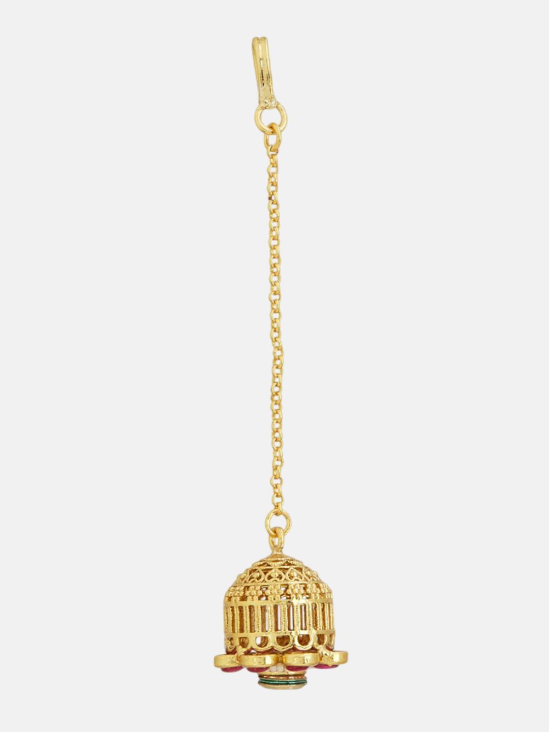 ATIBELLE Set of 2 Gold-Plated Stone Studded and Rajasthani Borla Beaded Maang Tikkas