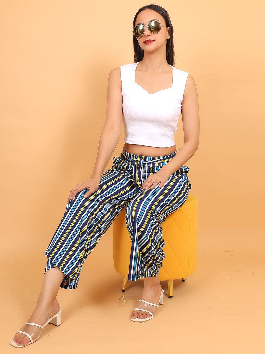 Trendzmy Women Striped High-Rise Straight fit Palazzos-image-23