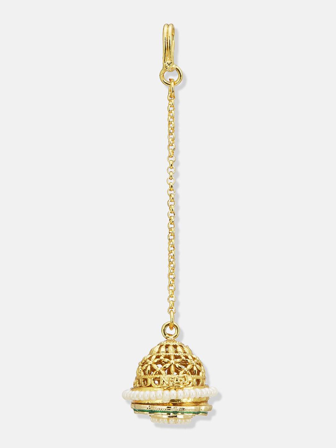 ATIBELLE Set of 2 Gold-Plated Stone Studded and Rajasthani Borla Beaded Maang Tikkas