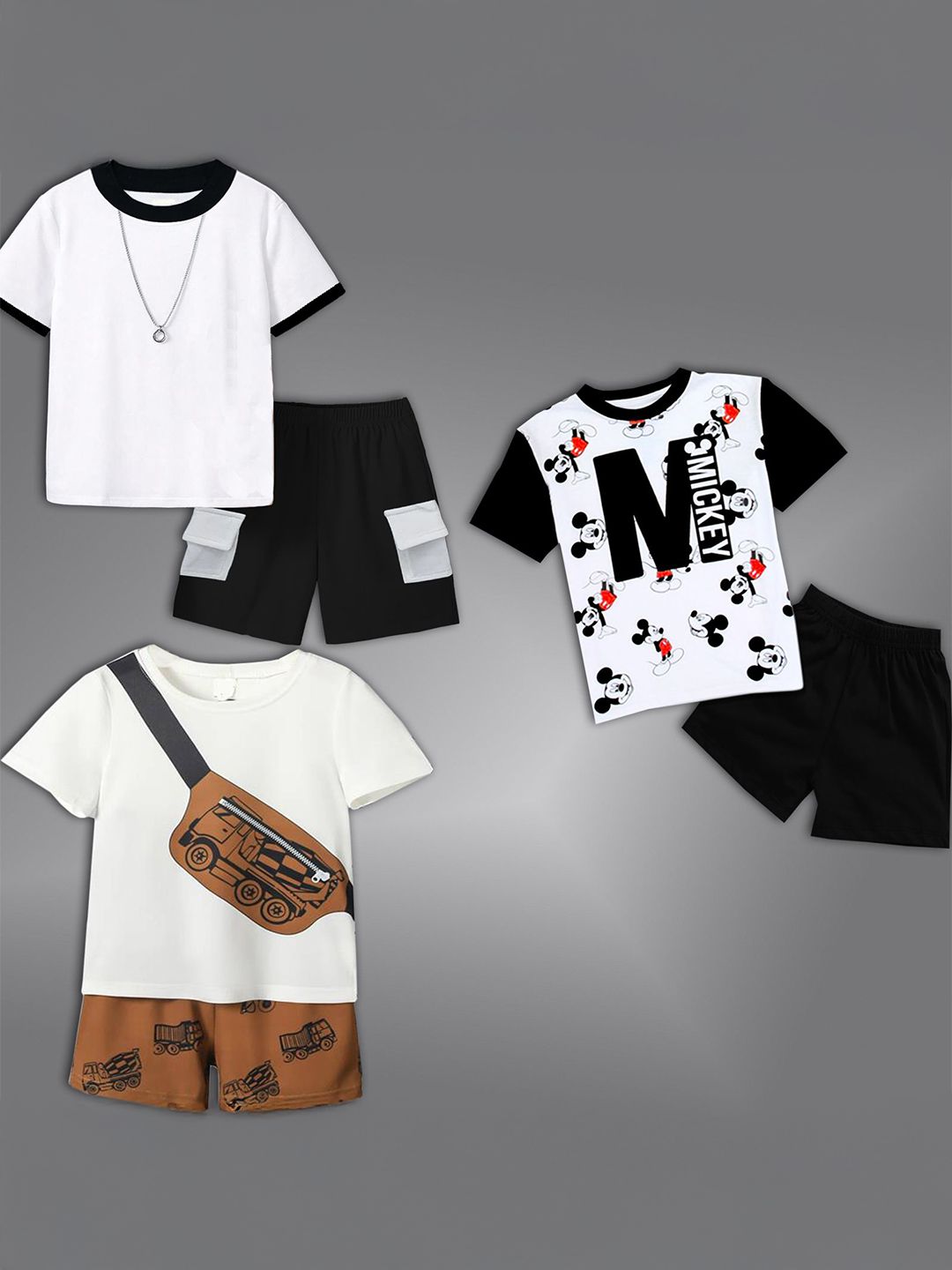 BAESD Kids Pack Of 3 Printed Short Sleeves T-shirt With Shorts-picture-32