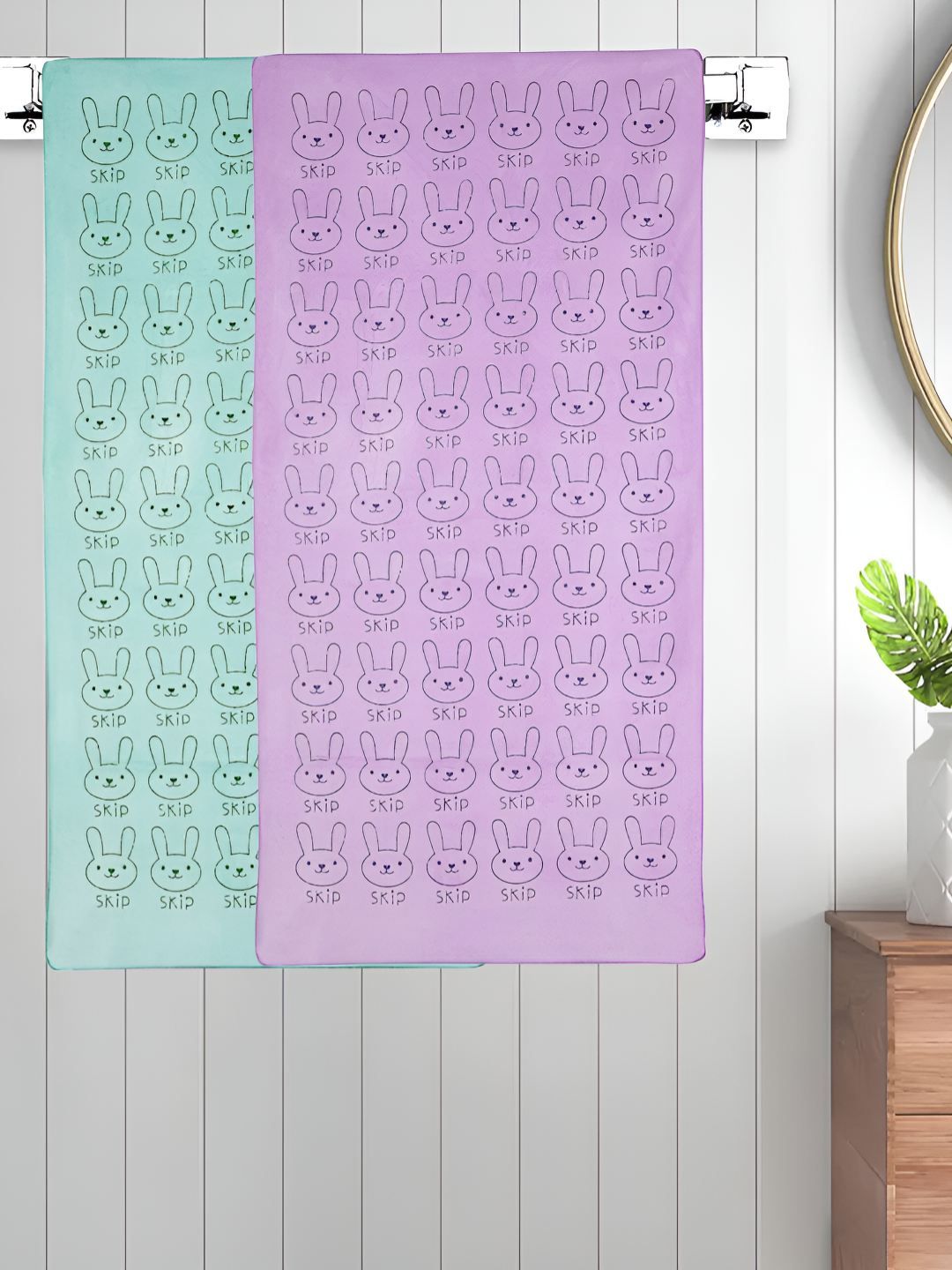 Myntra Elegant Homes Purple & Blue 2 Printed Cotton 300 GSM Bath Towel-picture-27