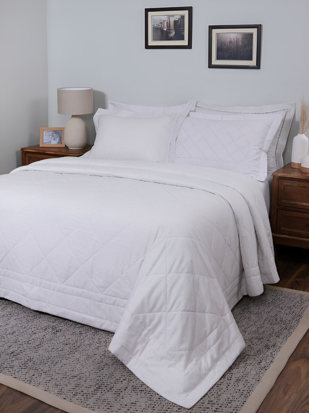 MASPAR Summer AC Room Cotton Double Bed Solid Quilt- Quilted Bed Cover-265x228cm-picture-14