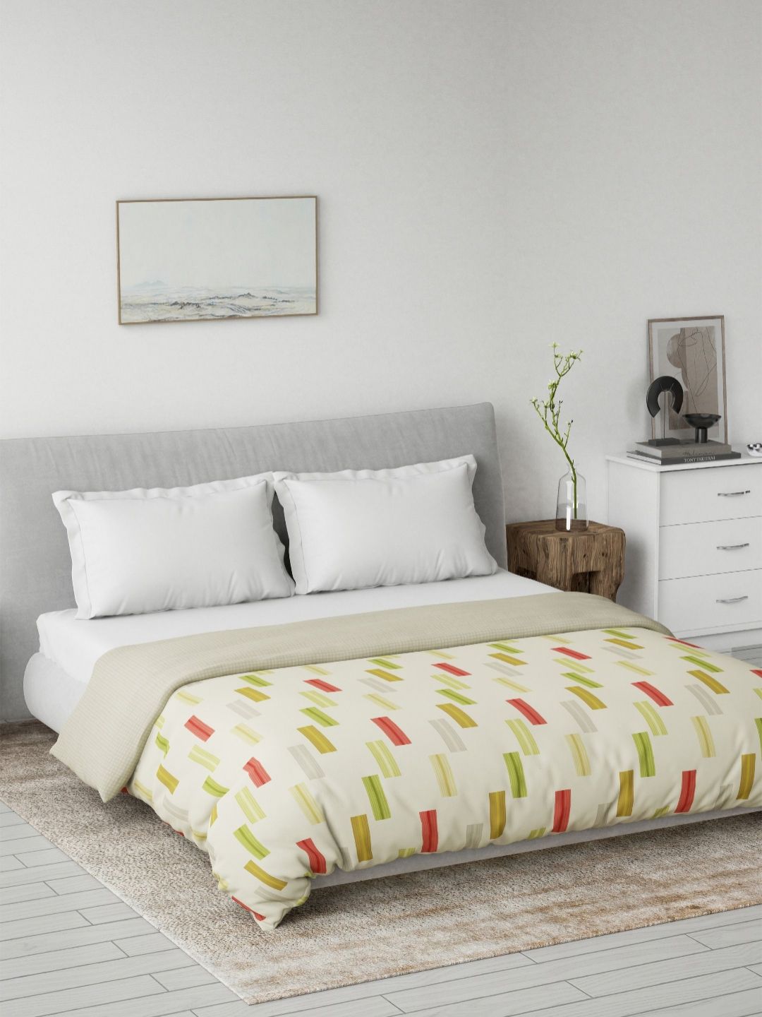 Ddecor Yellow Cotton Stripes 80 GSM Summer Reversible Double Dohar-image-25