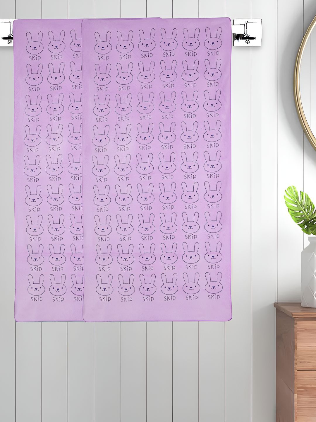 Myntra Elegant Homes Purple 2 Printed Cotton 300 GSM Bath Towel-picture-19