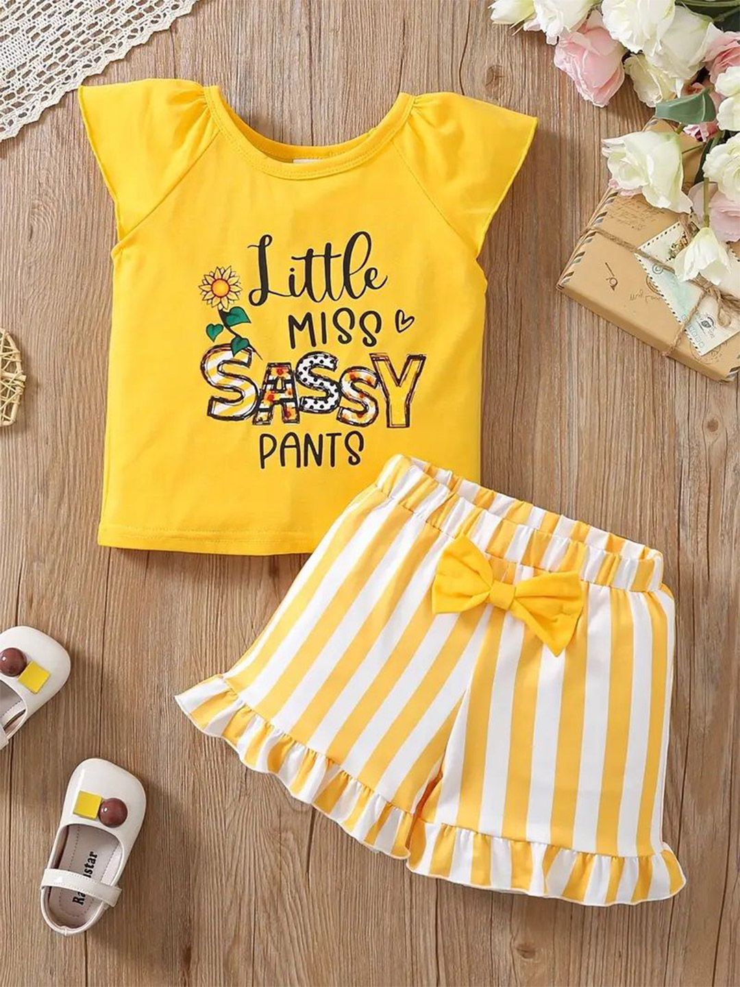 KEESOR Girls Printed Round Neck T-Shirt With Shorts-picture-14