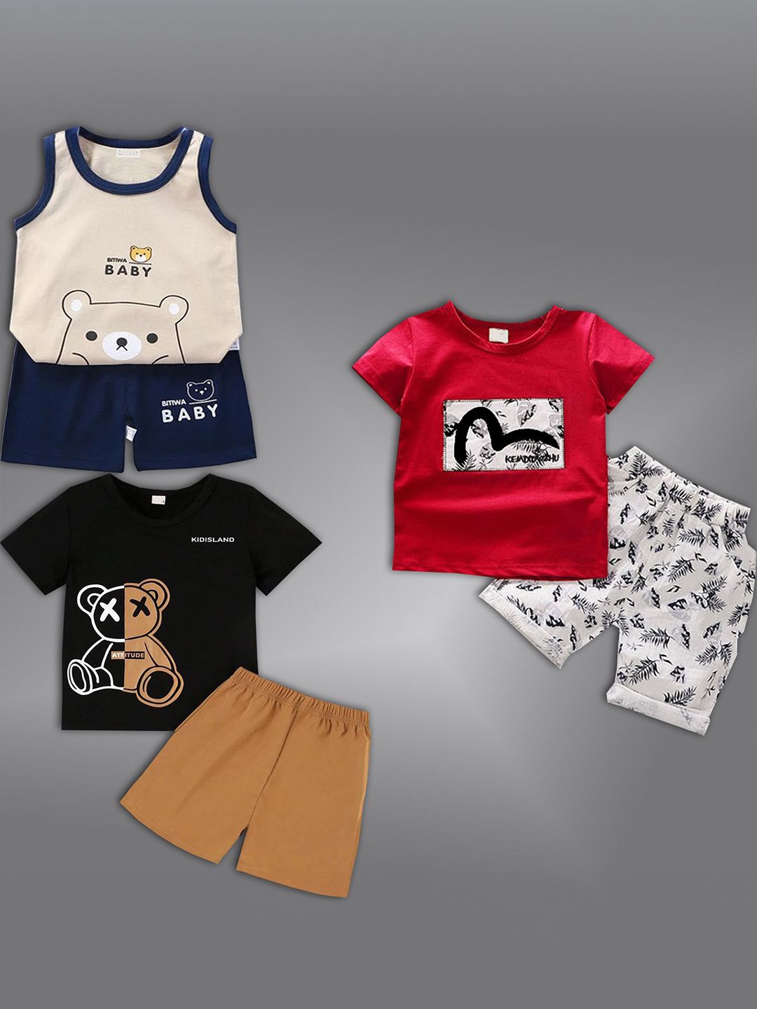 BAESD Kids Pack Of 3 Printed Short Sleeves T-shirt With Shorts-picture-16