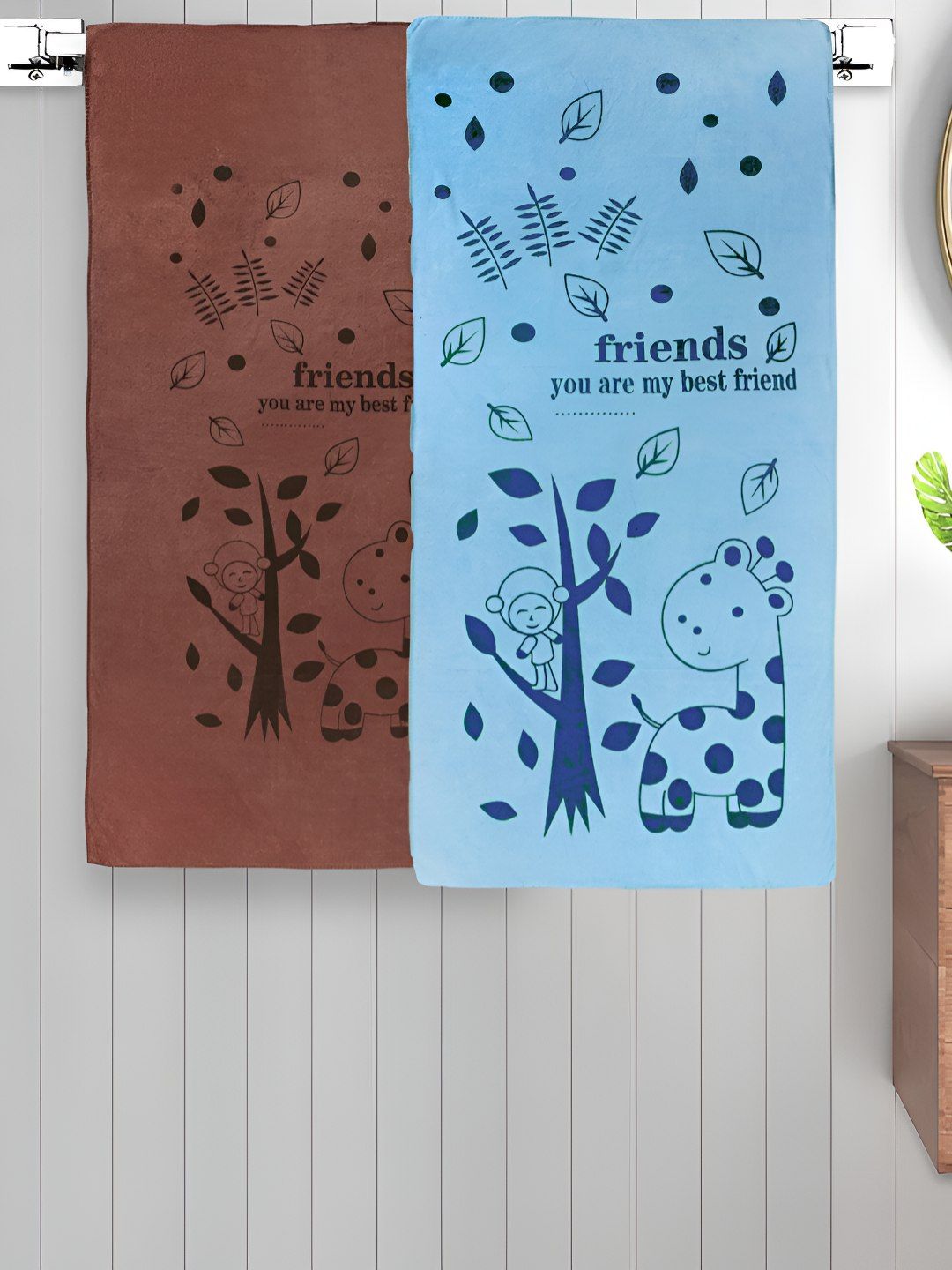 Myntra Elegant Homes Blue & Brown 2 Printed Cotton 300 GSM Bath Towel-picture-39