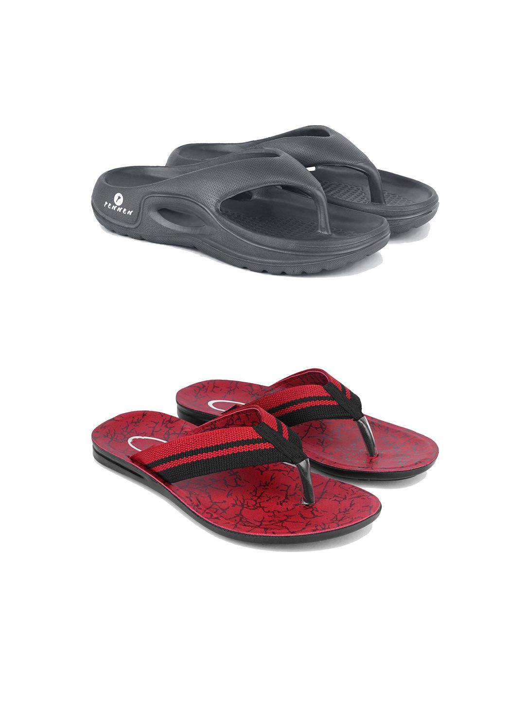 PENNEN Men Set Of 2 Thongs & Printed Sandals-image-46