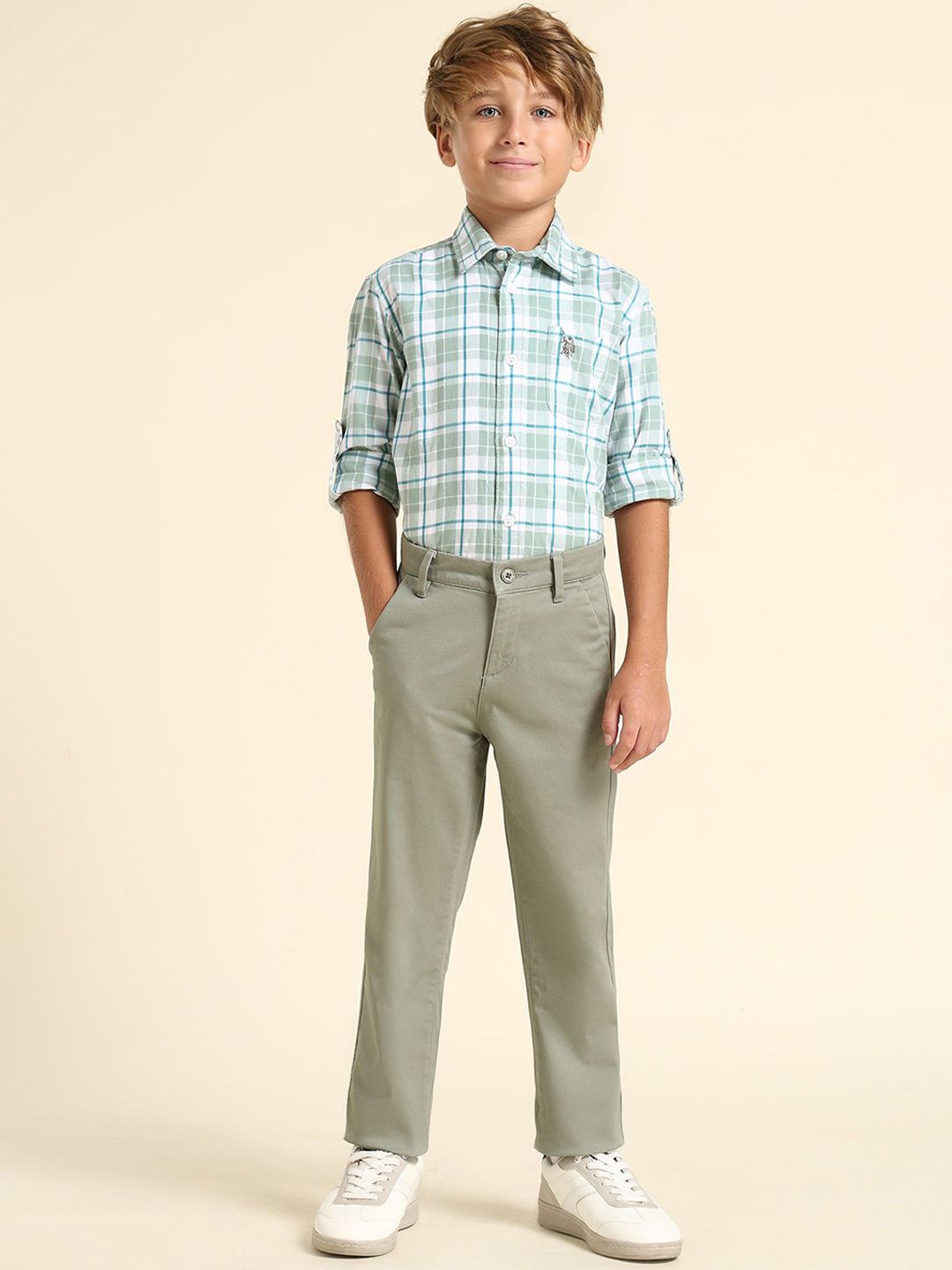 U.S. Polo Assn.Boys Slim Fit Solid Regular Trousers