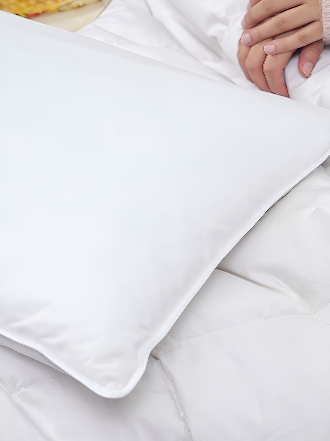 MASPAR White Feathers Filled Cotton Lightweight Sleep Pillow-image-27