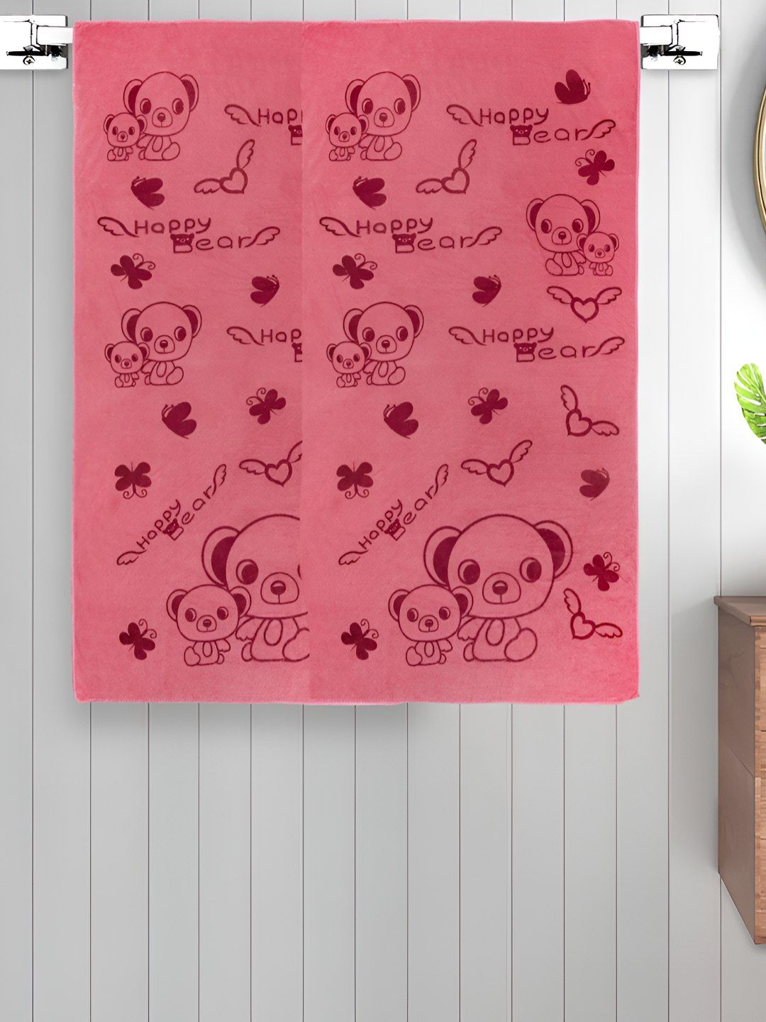 Myntra Elegant Homes Red 2 Printed Cotton 300 GSM Bath Towel-picture-45