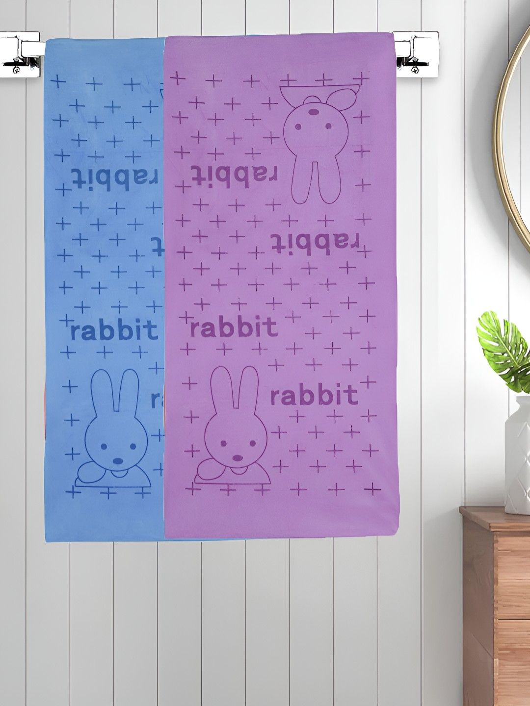 Myntra Elegant Homes Purple & Blue 2 Printed Cotton 300 GSM Bath Towel-picture-24
